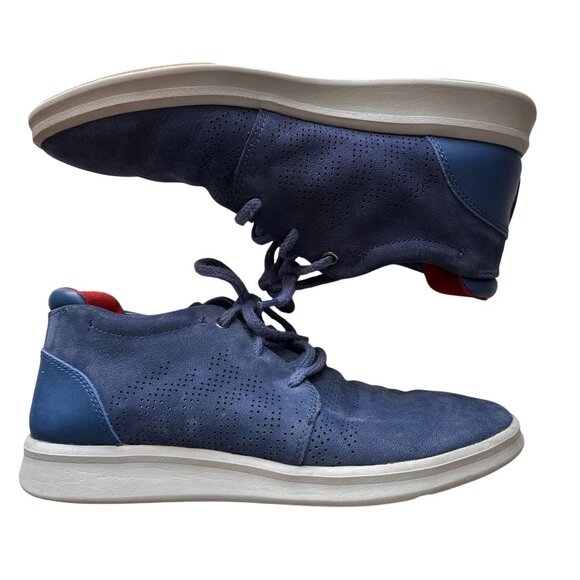 UGG Mens Larken Stripe Perf Blue Lace-Up Shoes Size 7 Suede Casual Sneakers - Picture 1 of 7